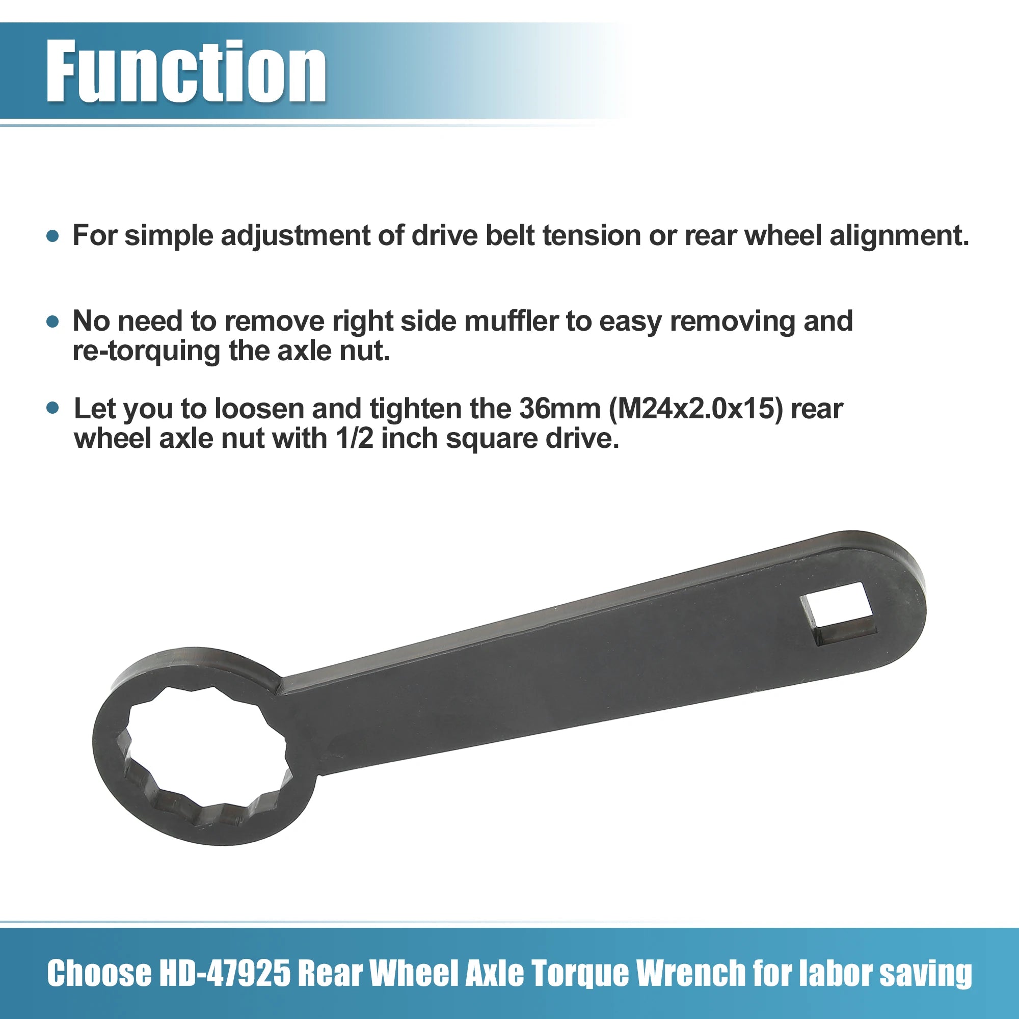 Motoforti Rear Axle 36mm Wrench Tool Rear Wheel Axle Torque Wrench Hand Tool for Harley Davidson Touring Motorcycle HD-47925