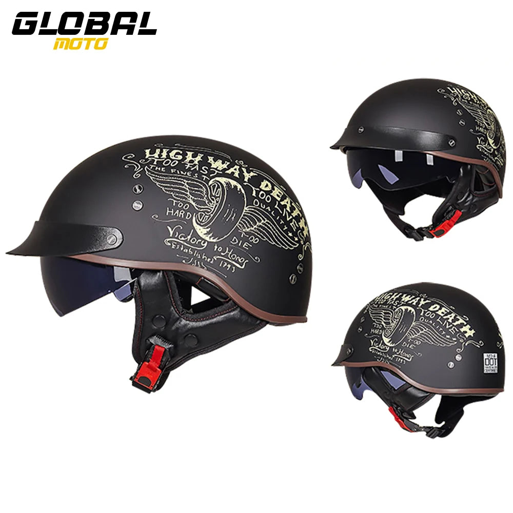 Scooter Biker Motorcycle Half Helmet Summer Motorcycle Helmet Anti Fall Retro Motorbike Half Helmet