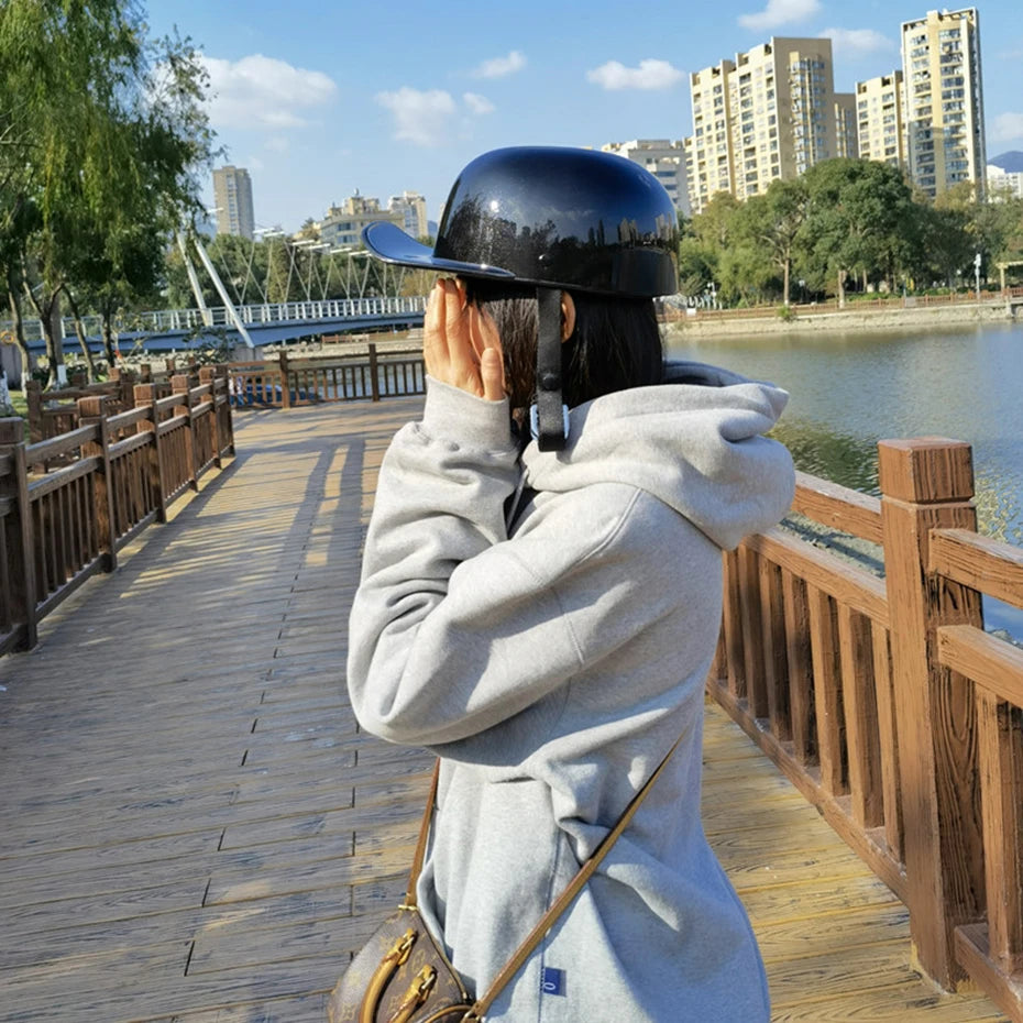New Baseball Cap Helmet Motorcycle Vintage Retro Helmets Biker Hip-Hop Open Face Scooter Cruiser Chopper Gangster DS Men Women