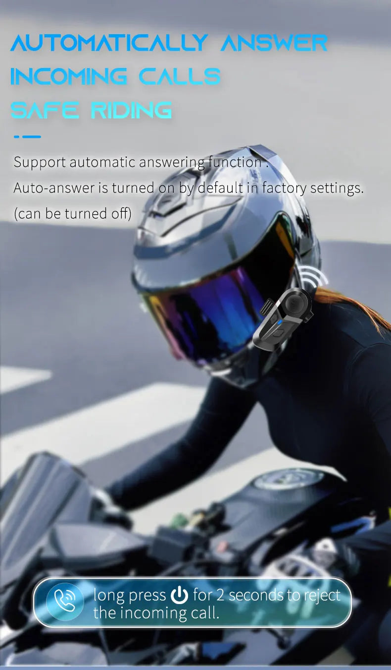 Motorcycle Earphones Helmet Headset Bluetooth 5.3 Headphones Wireless Motor Headset Bike Earphone Handsfree Stereo Earbud