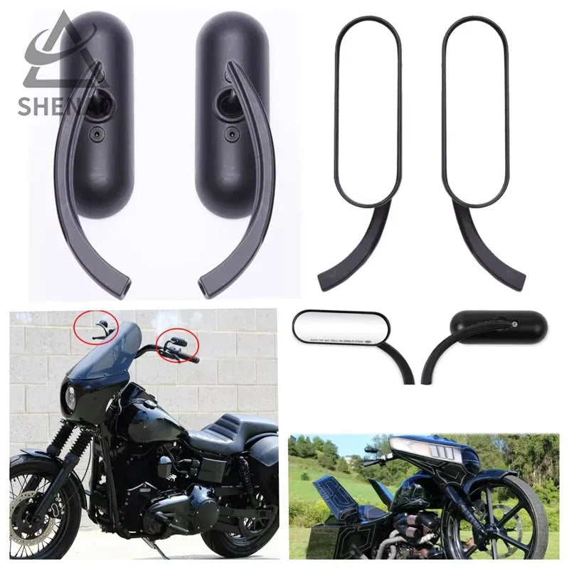 Motorcycle Rearview Mirror M8 M10 Mini Black Mirror For Harley Road King Street Electra Glide Road Glide Dyna Softail1982-2020