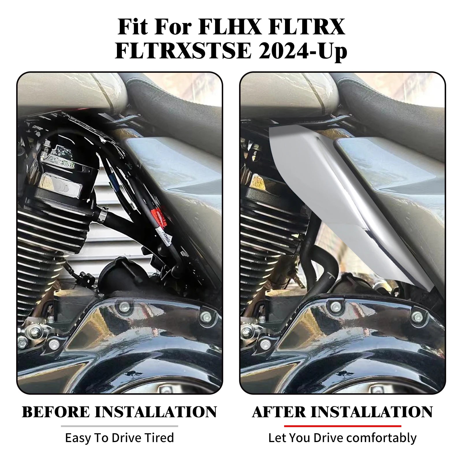 Air Heat Deflector Motorcycle Heat Shield Trim Deflector For Harley Touring Street Road Glide FLHX FLTRX Ultra FLTRXSE 2024-UP