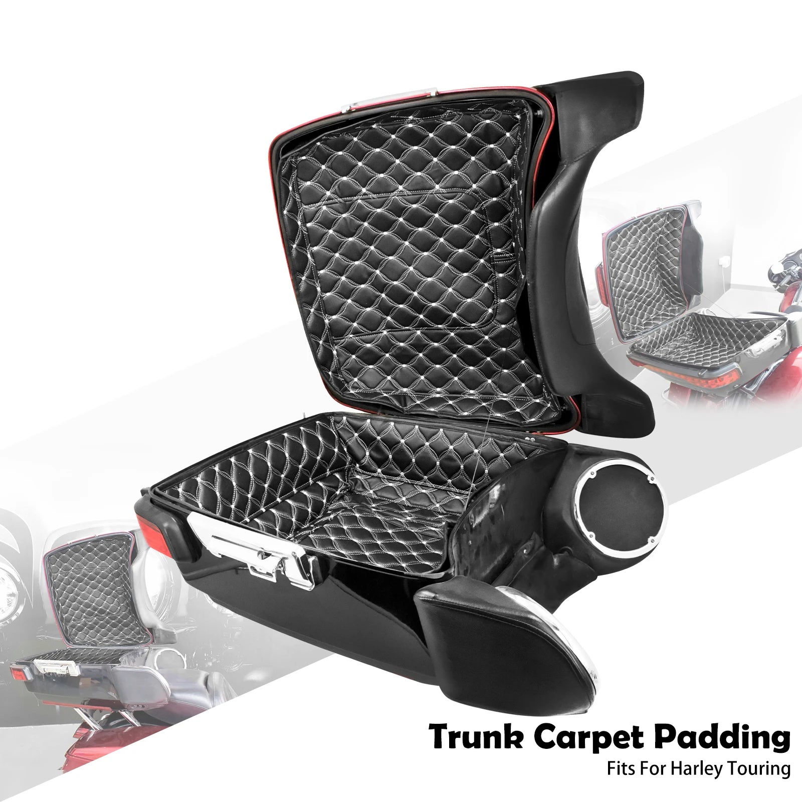 Motorcycle Tour Pak Trunk Carpet Inner Bag Liner Luggage Leather Bags Pad For Harley Touring Road Electra Glide FLHR FLHT 14-23
