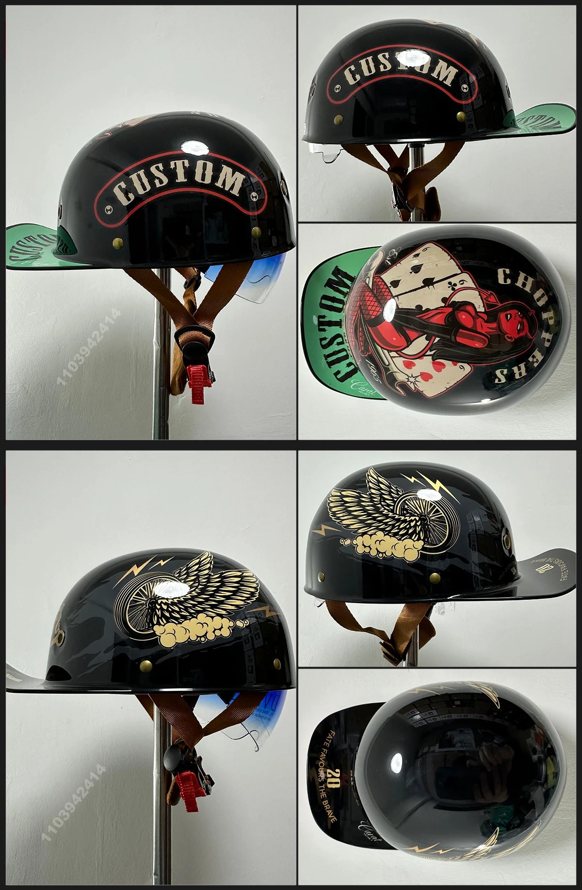 Motorcycle Helmet Street Retro Baseball Cap Moto Helmet with Blue Lenses Half Helmet Men Women Capacete De Moto ECE DOT Approved
