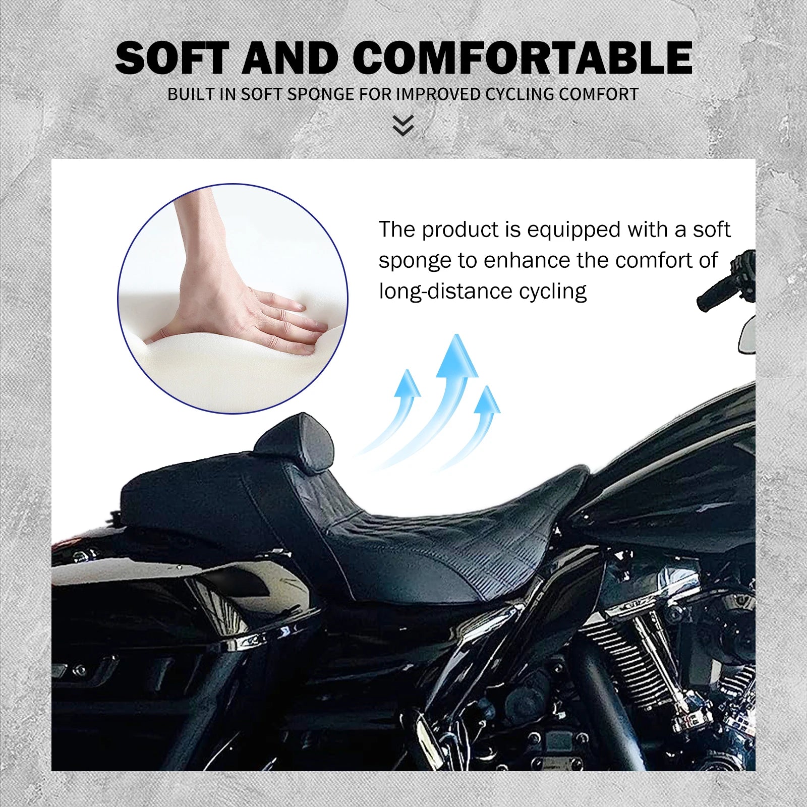 Motorcycle 2-Up Seat With Driver Backrest Cushions Lattice Stitch Front Rear Seat For Harley Touring Electra Glide FLHR 2009-23