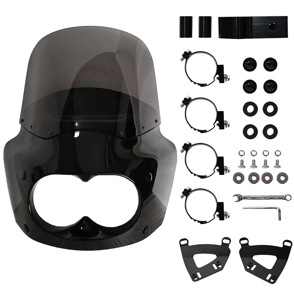11 inch Smoke PC Windshield Windscreen&Club Style Fairing with Bracket for Harley Davidson Dyna Fat Bob FXDF 2008-2017