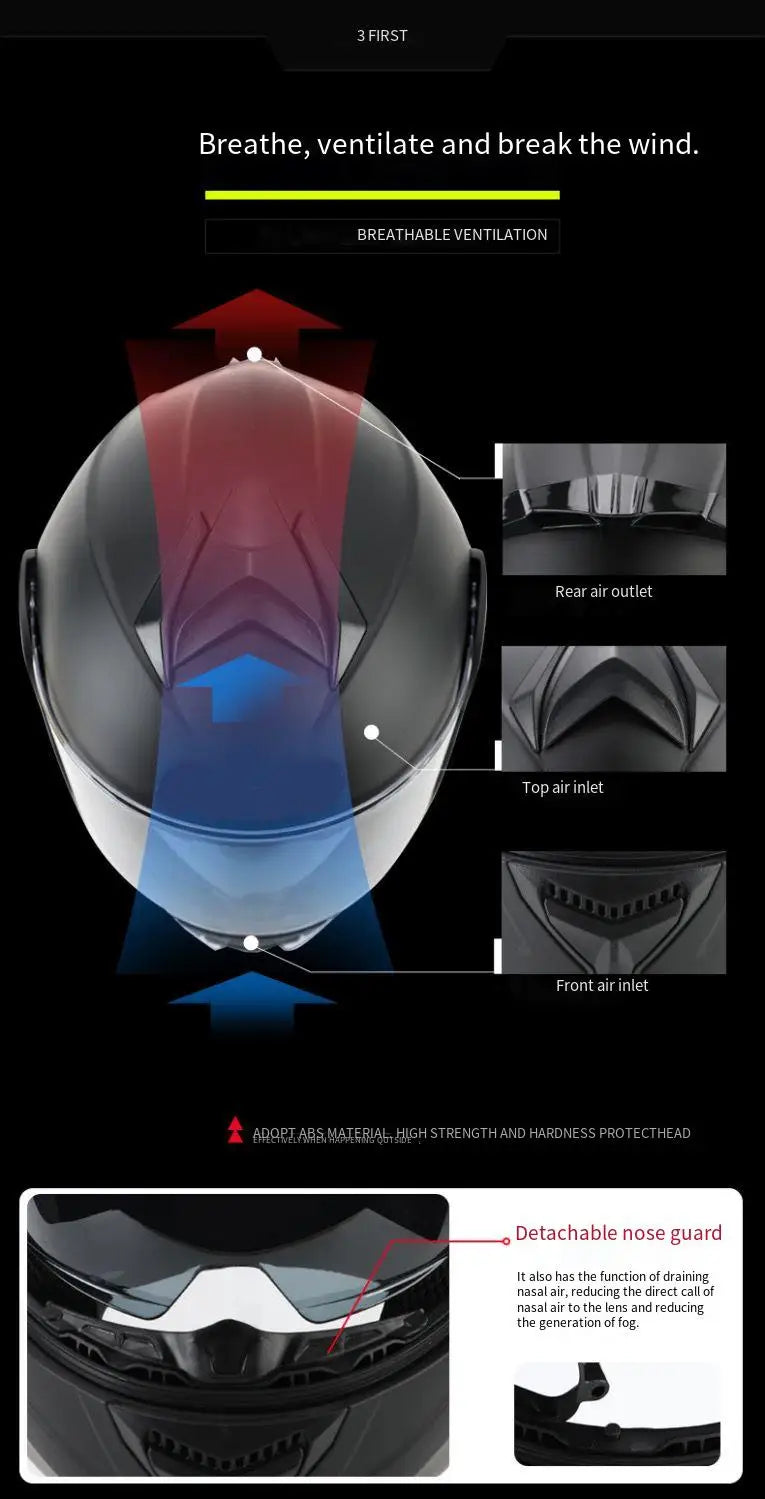 Motorcycle helmet men's and women's face helmet winter and summer motorcycle full helmet double lens four-season universal helme