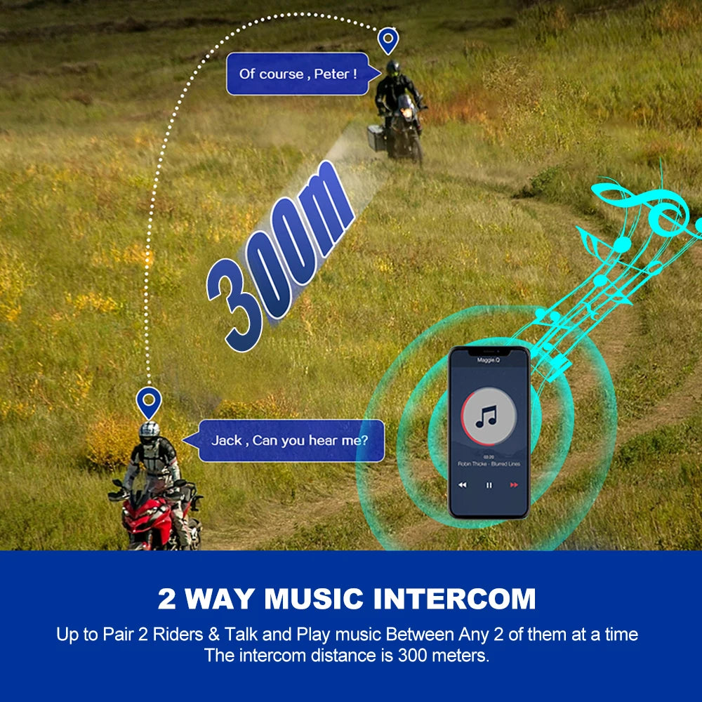 1/2Pcs Motorcycle Helmet Bluetooth Intercom Headset Wireless Interphone Intercomunicador Moto Waterproof HandsfreeCall Headphone