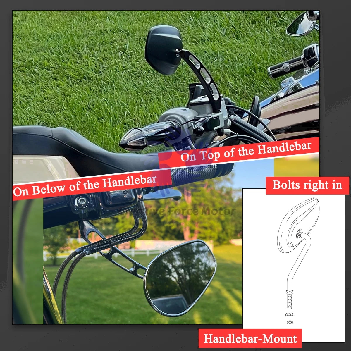 8MM Motorcycles Mirrors Rear View Side Mirror For Harley Honda Davidson Touring 360° Road King Street Glide Sportster 1984-2024