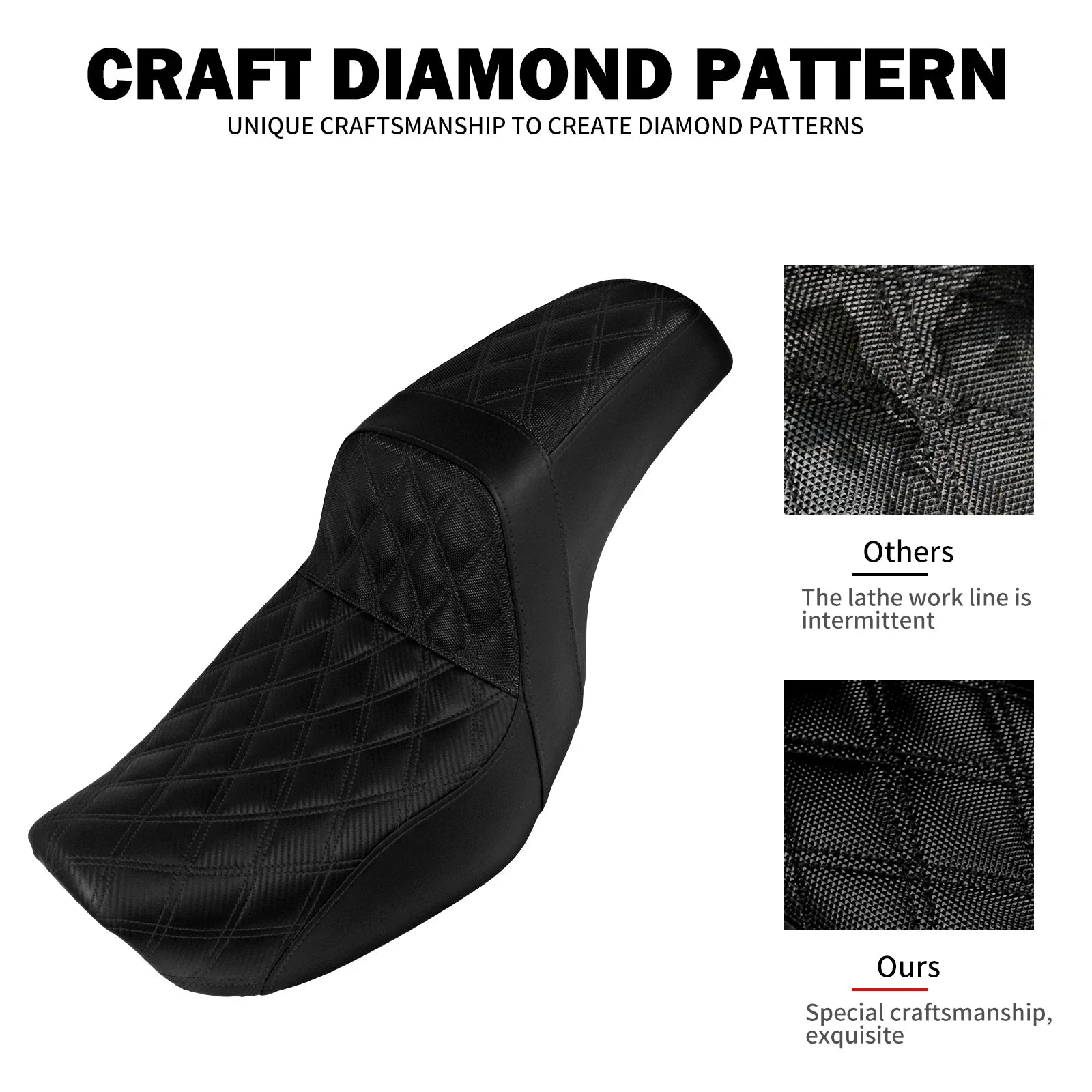 Two-Up Motorcycle Driver Passenger Seat Front Rear Cushions Leather Rider Seat For Harley Dyna 2006-2017 Street Bob Fat Bob FXDL