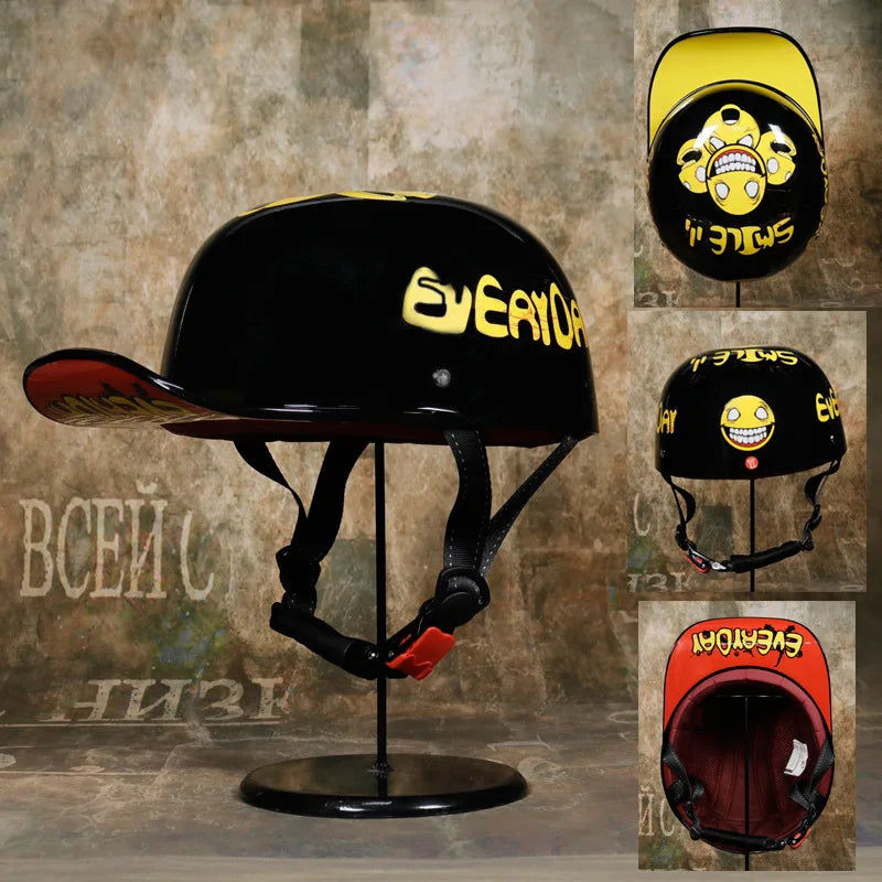 Baseball Cap Motorcycle Helmet Street Touring Half Helmet For Bike Cruiser Chopper Moped Scooter DOT Approved Moto Helmet