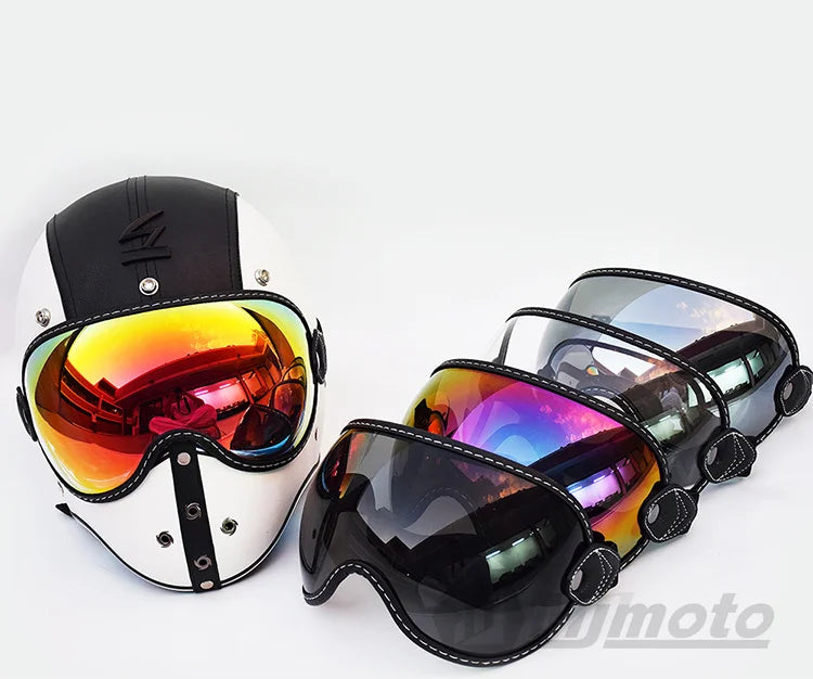 Motorcycle Helmet Glasses Sun Protection Women's Men Moto Glasses Helmet Goggles Anti-Fog Sun Visor Motocross Helmet Eyeglasses