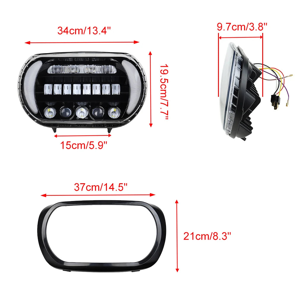 LED Headlight for Road Glide 2004-2013 Motorcycle Front High Low Beam Turn Signal Light White Running Lights
