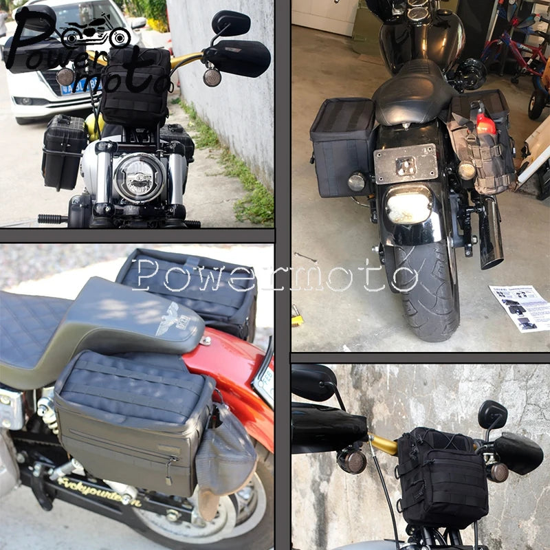 Side Saddle Bags Motorcycle Bags Waterproof Front Handle Bars Storage Bag Custom Saddlebags For Harley Sportster XL Dyna Softail