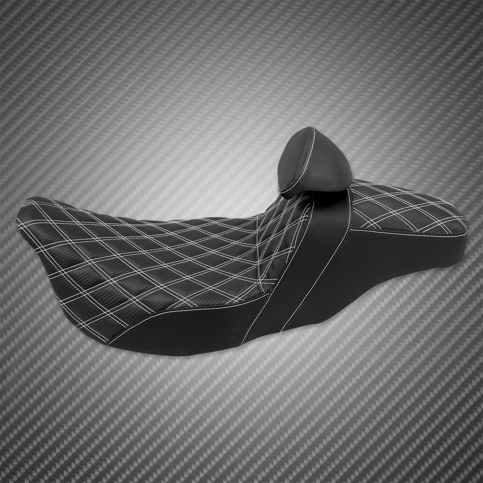 Motorcycle 2-Up Seat With Driver Backrest Cushions Lattice Stitch Front Rear Seat For Harley Touring Electra Glide FLHR 2009-23