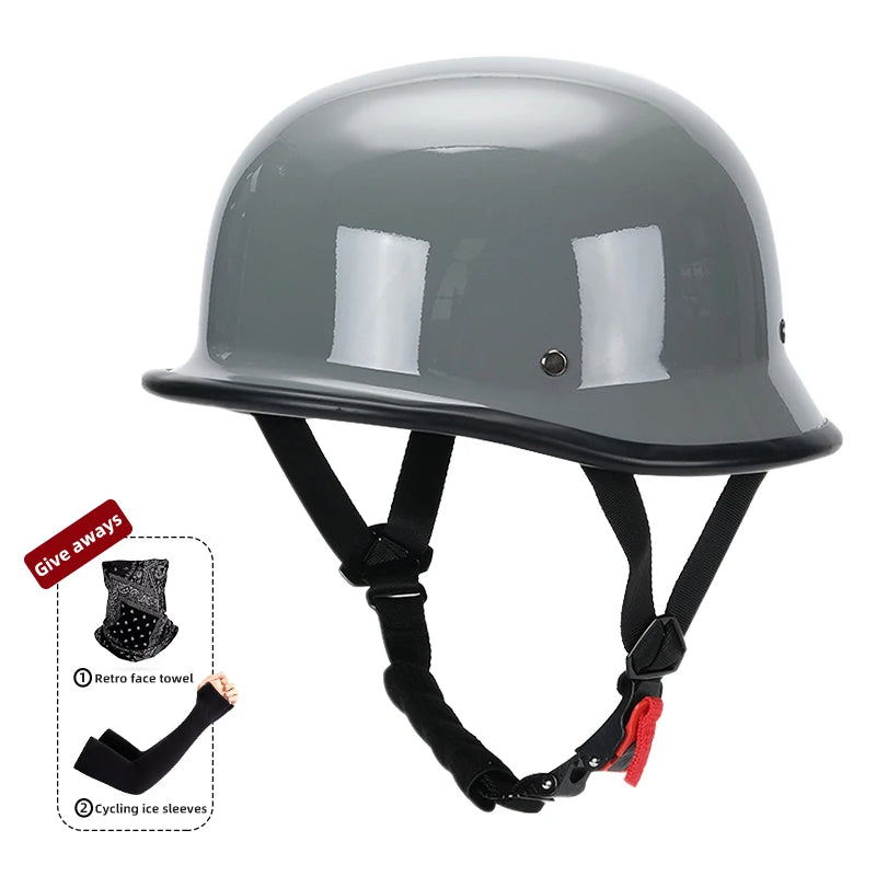 Motorcycle helmet for men in summer, Harley retro half helmet electric car, German style soldier prince cruise car, four season