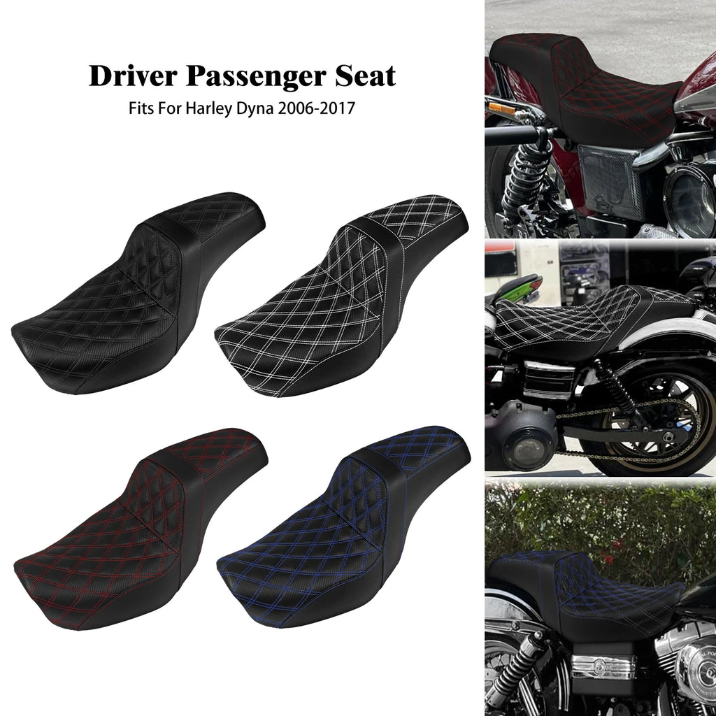 Two-Up Motorcycle Driver Passenger Seat Front Rear Cushions Leather Rider Seat For Harley Dyna 2006-2017 Street Bob Fat Bob FXDL