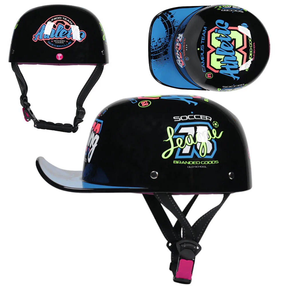 Baseball Cap Motorcycle Helmet Street Touring Half Helmet For Bike Cruiser Chopper Moped Scooter DOT Approved Moto Helmet