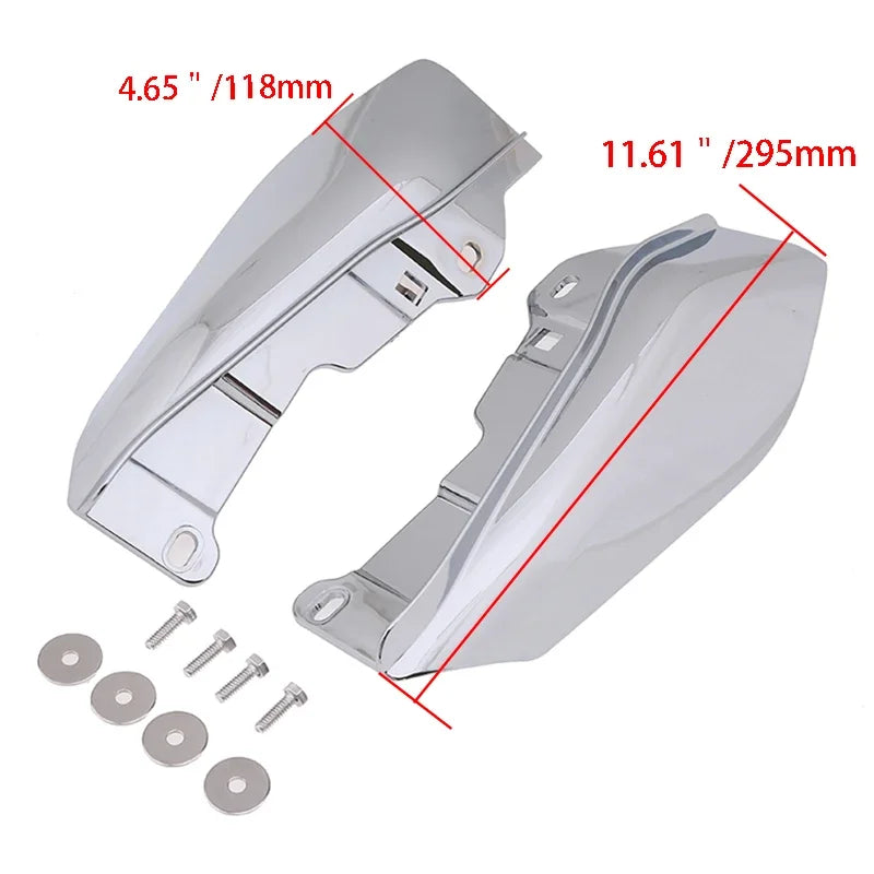 Fit for Harley '09-later Touring and Trike Models Black/Silver 1 Pair Air Deflector Fairing Heat Shield Trim Cover Mid-Frame ABS