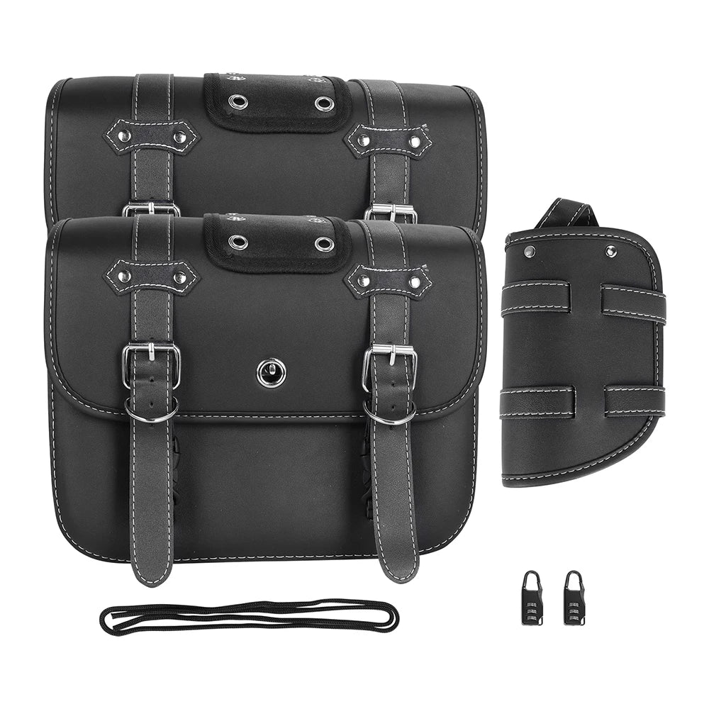 1 Pair Motorcycle Saddlebags PU Leather Luggage Pouch Side Tool Bag Saddle Bags For Harley Sportster XL 883 XL 1200