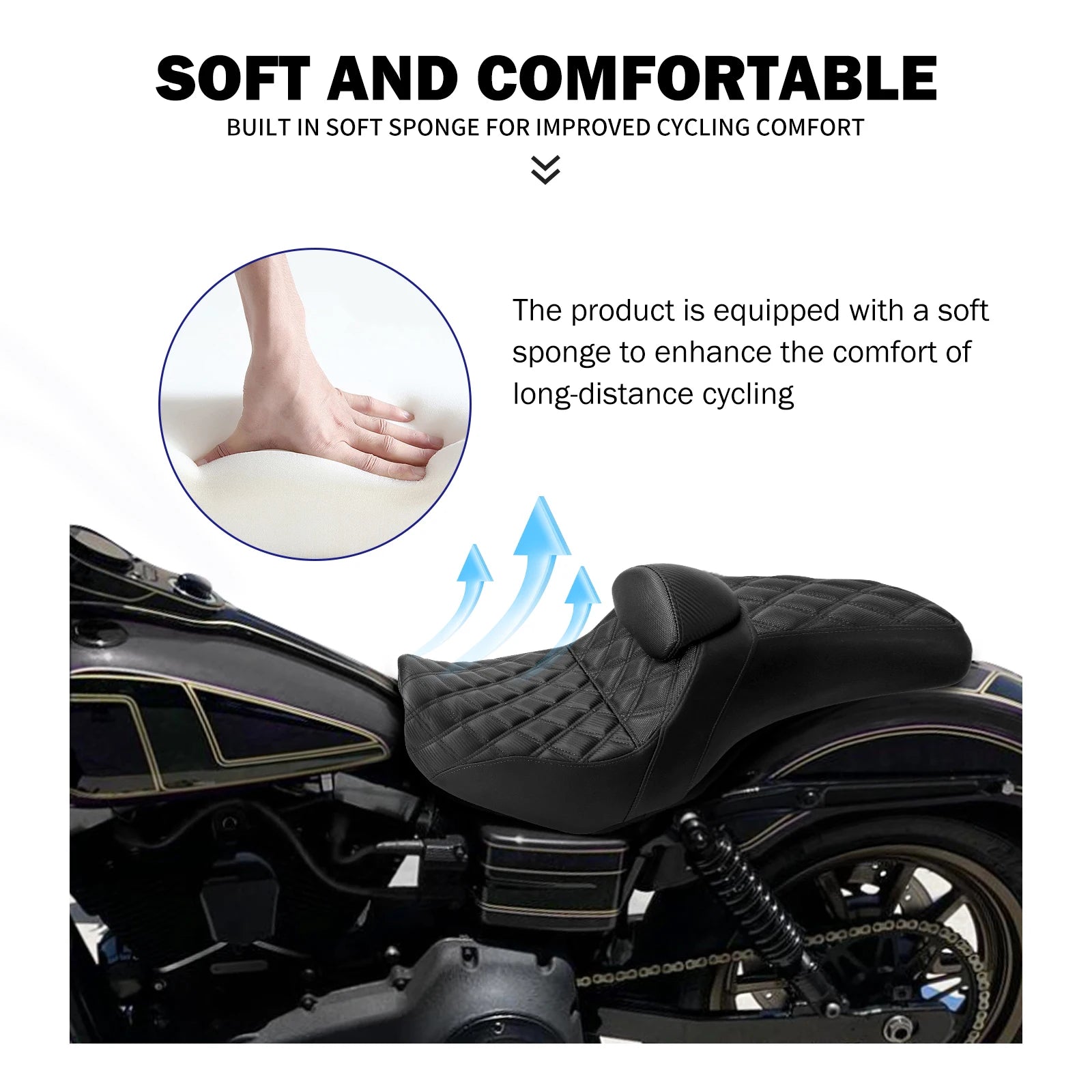 Motorcycle Two Up Seat With Backrest Driver Passenger Saddle Cushions Seat For Harley Dyna Low Rider Fat Bob Street Bob 06-2017