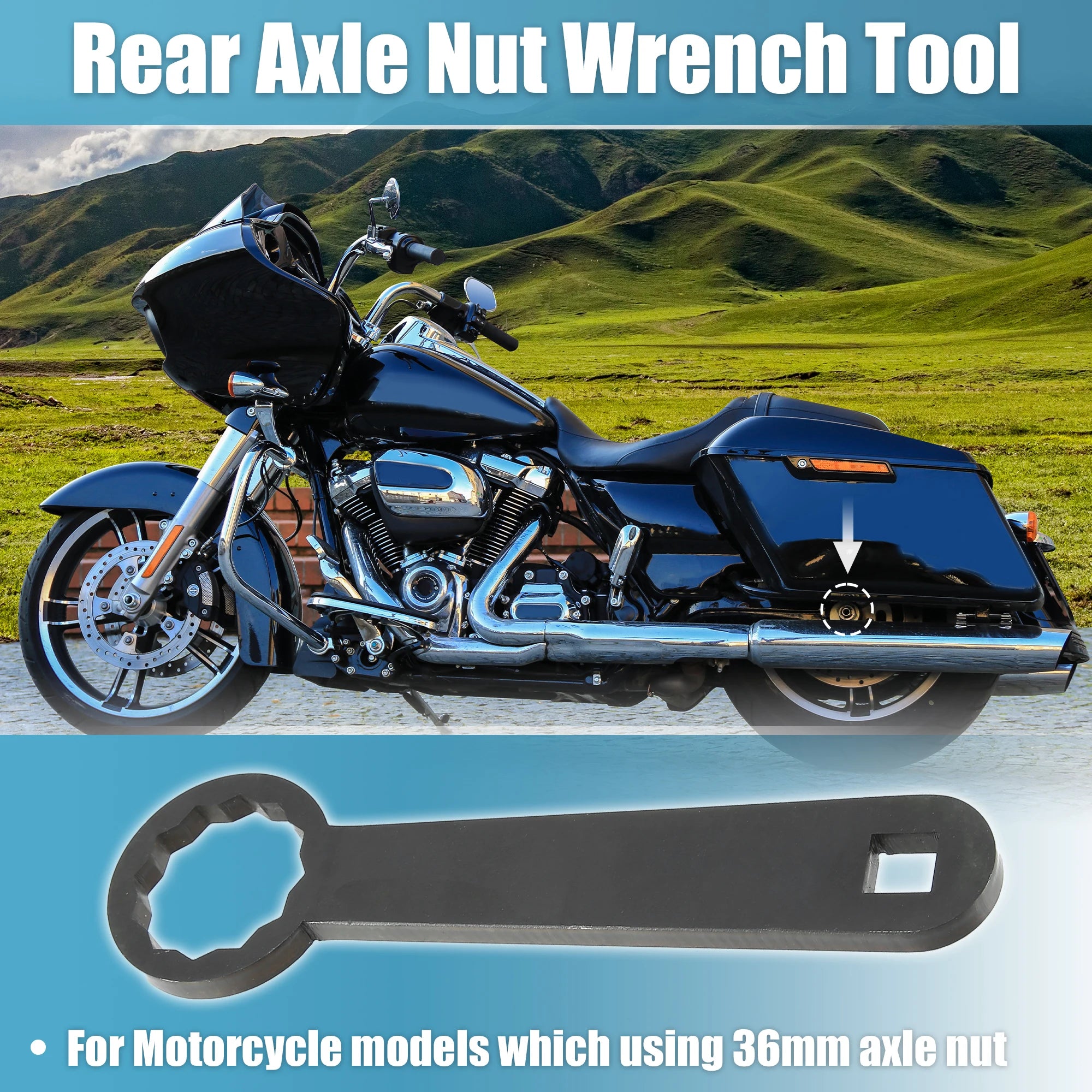 Motoforti Rear Axle 36mm Wrench Tool Rear Wheel Axle Torque Wrench Hand Tool for Harley Davidson Touring Motorcycle HD-47925