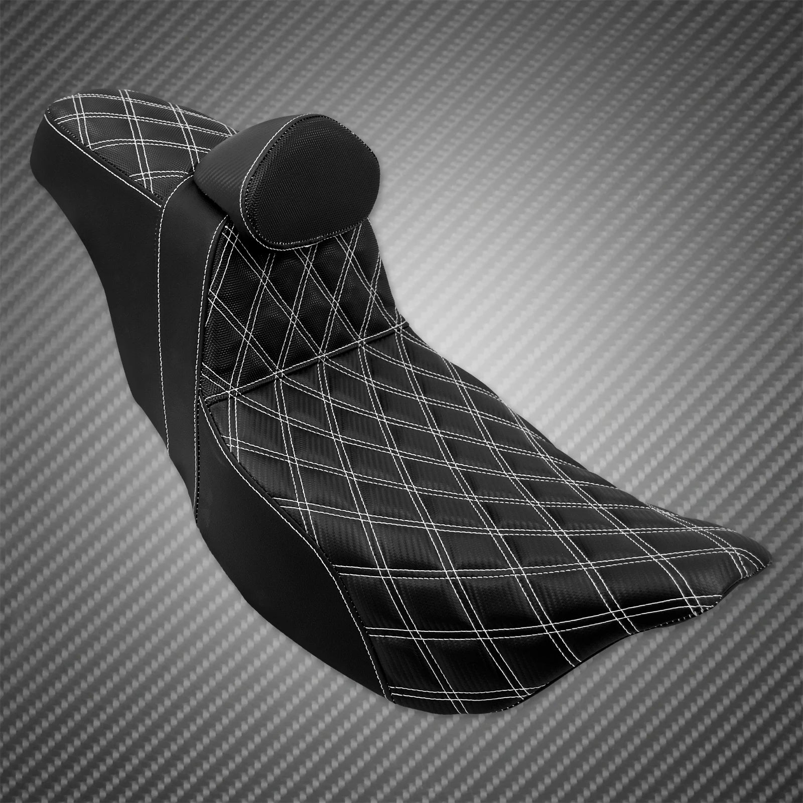 Motorcycle 2-Up Seat With Driver Backrest Cushions Lattice Stitch Front Rear Seat For Harley Touring Electra Glide FLHR 2009-23