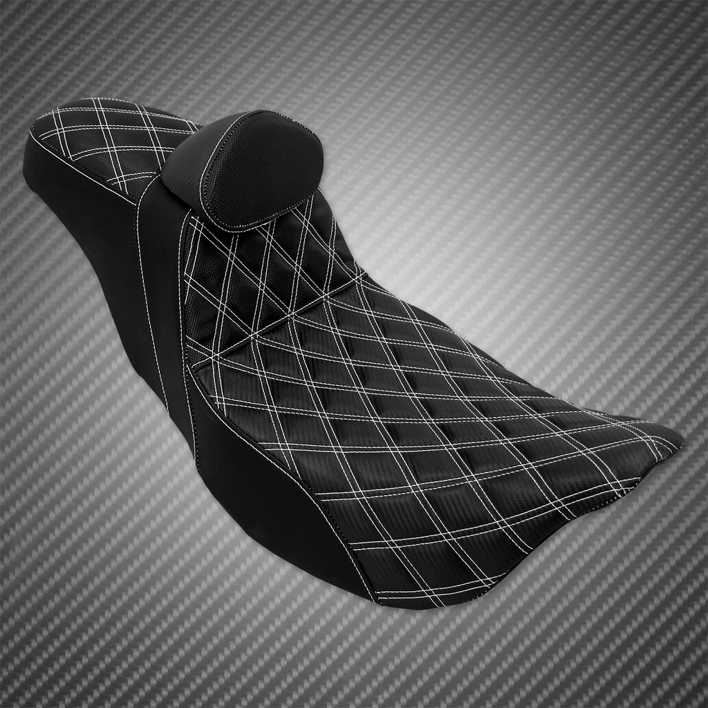 Motorcycle 2-Up Seat With Driver Backrest Cushions Lattice Stitch Front Rear Seat For Harley Touring Electra Glide FLHR 2009-23