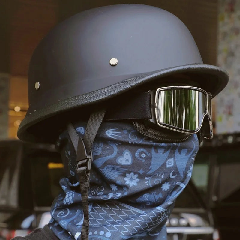 Motorcycle helmet for men in summer, Harley retro half helmet electric car, German style soldier prince cruise car, four season