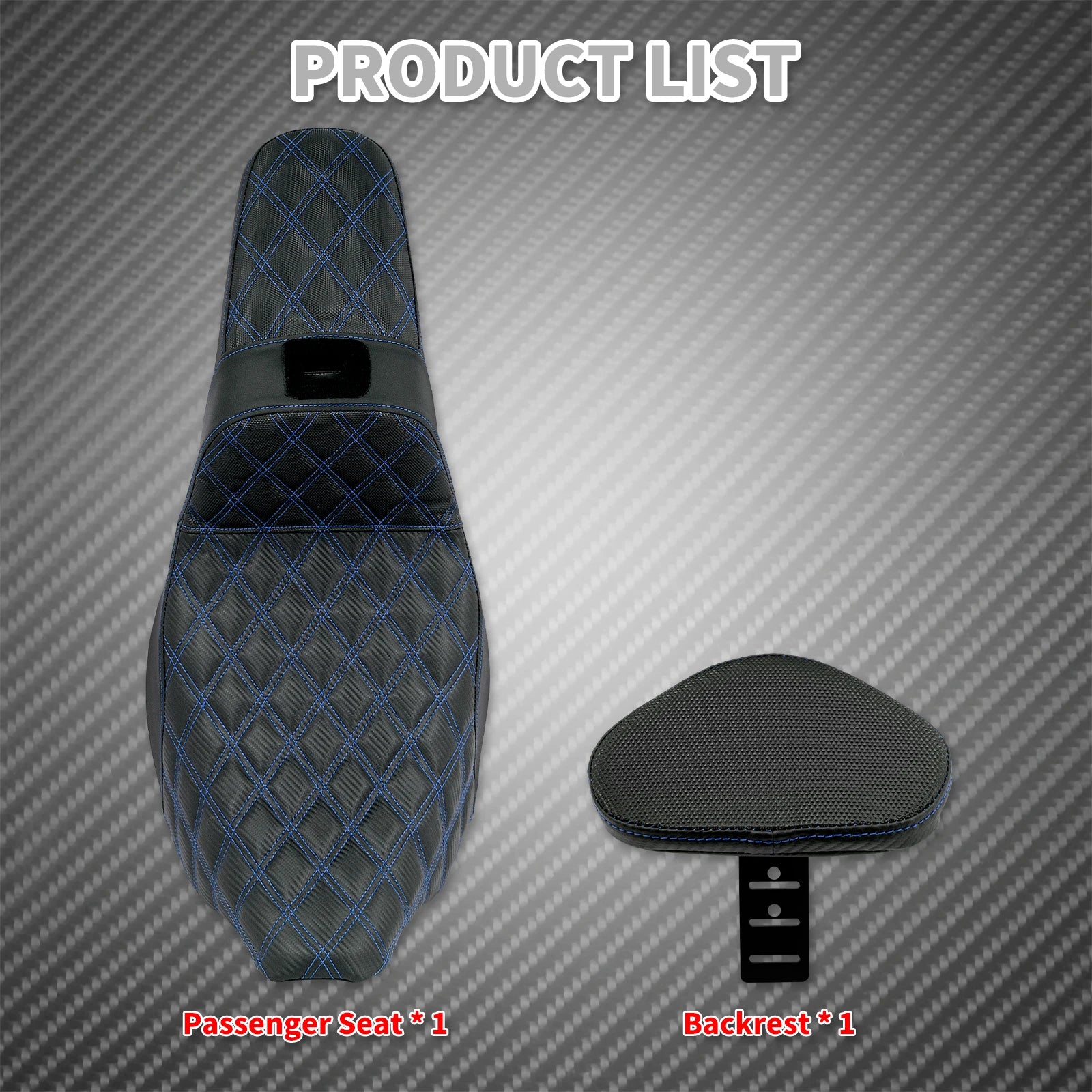Motorcycle 2-Up Seat With Driver Backrest Cushions Lattice Stitch Front Rear Seat For Harley Touring Electra Glide FLHR 2009-23