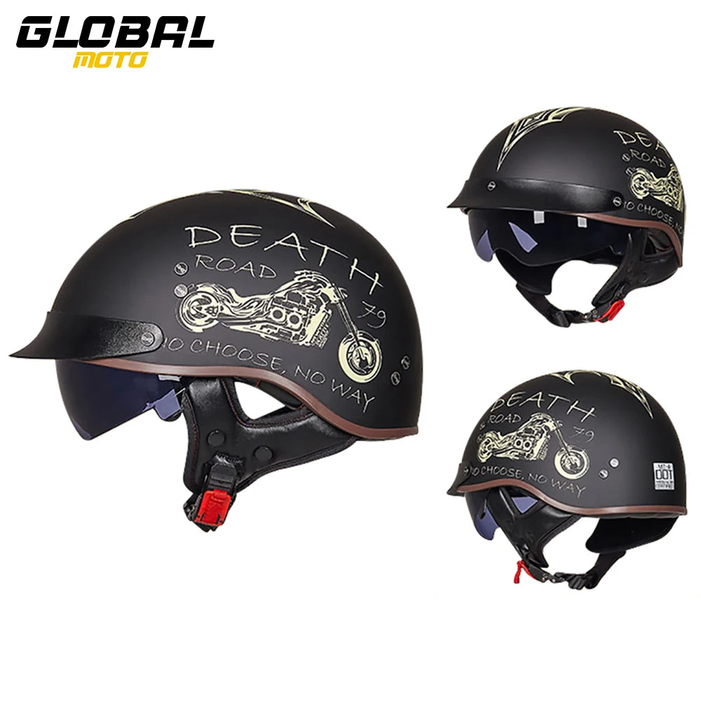 Scooter Biker Motorcycle Half Helmet Summer Motorcycle Helmet Anti Fall Retro Motorbike Half Helmet
