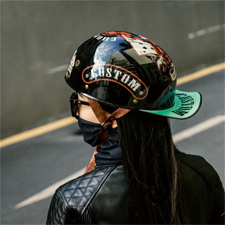 Motorcycle Helmet MTB Bike Unisex Cycling Safety Protector Half Face Type Retro Vintage Fashion Motorbike Accessories