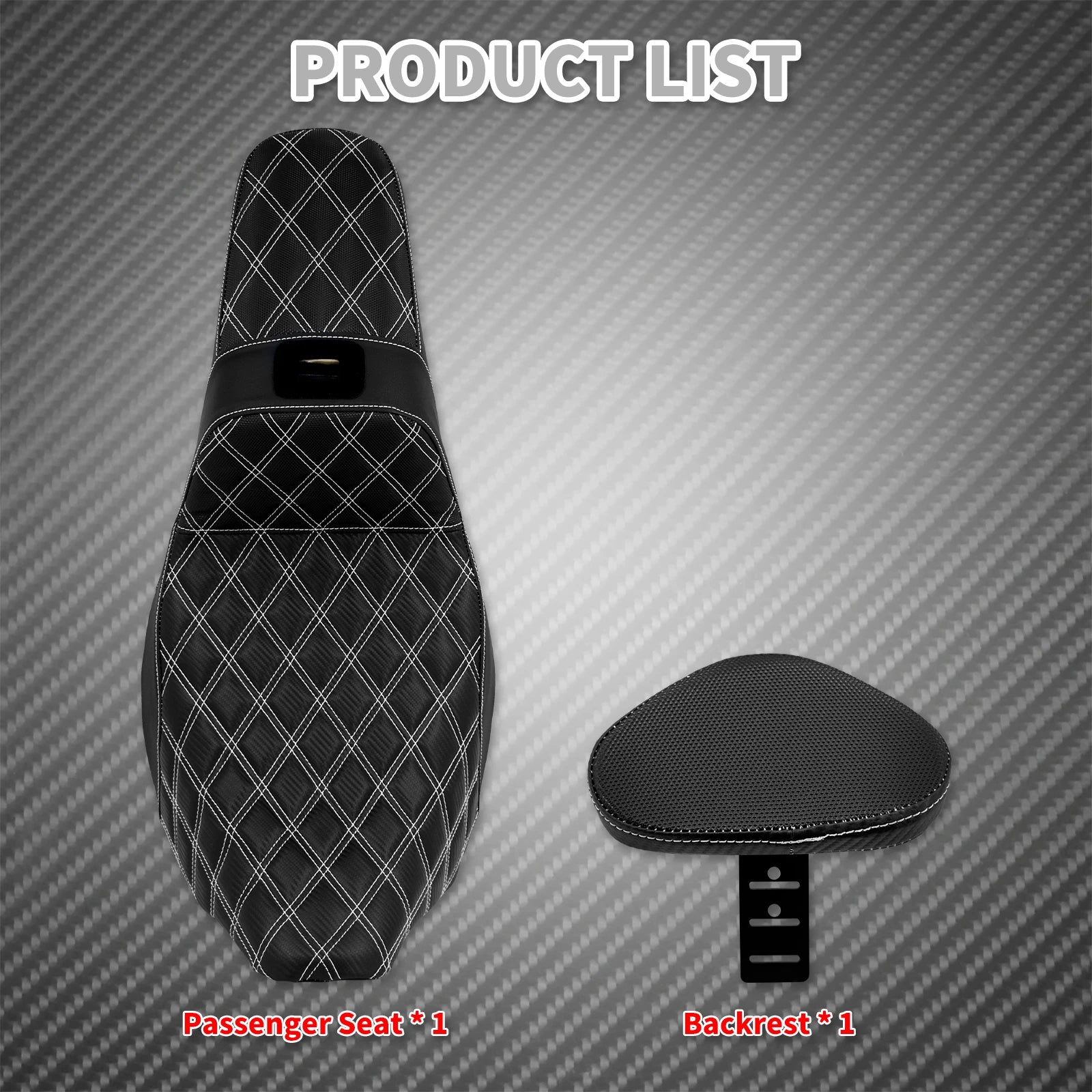 Motorcycle 2-Up Seat With Driver Backrest Cushions Lattice Stitch Front Rear Seat For Harley Touring Electra Glide FLHR 2009-23