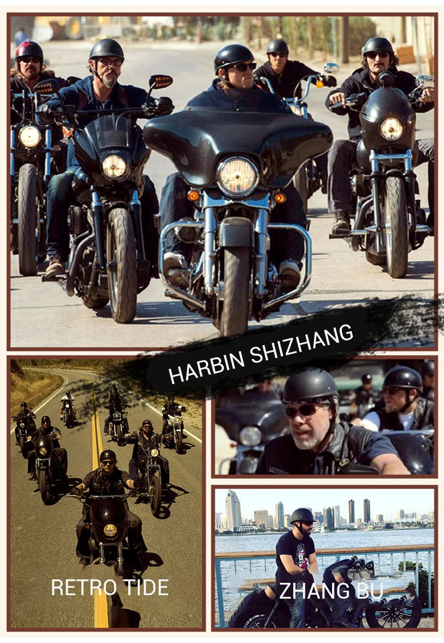 Scooter Biker Motorcycle Half Helmet Summer Motorcycle Helmet Anti Fall Retro Motorbike Half Helmet