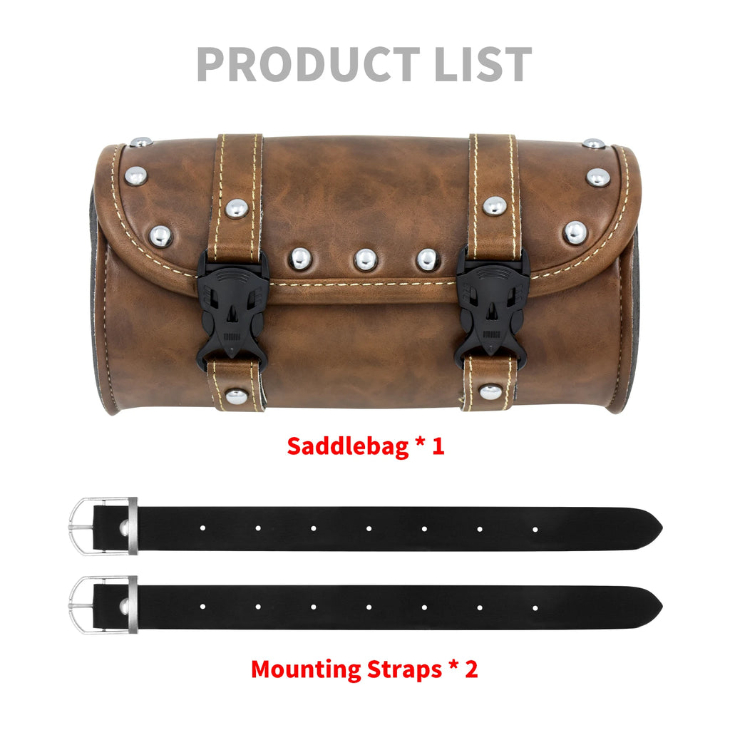 Motorcycle Fork Saddle Bags Leather Waterproof Tool Roll Barrel Bag Saddlebags Storage For Harley Sportster Touring Dyna Softail
