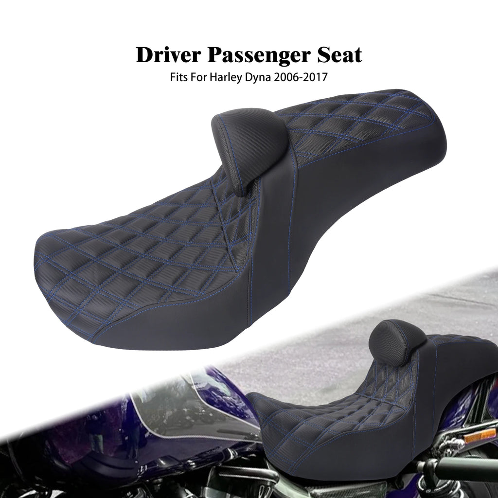 Motorcycle Two Up Seat With Backrest Driver Passenger Saddle Cushions Seat For Harley Dyna Low Rider Fat Bob Street Bob 06-2017