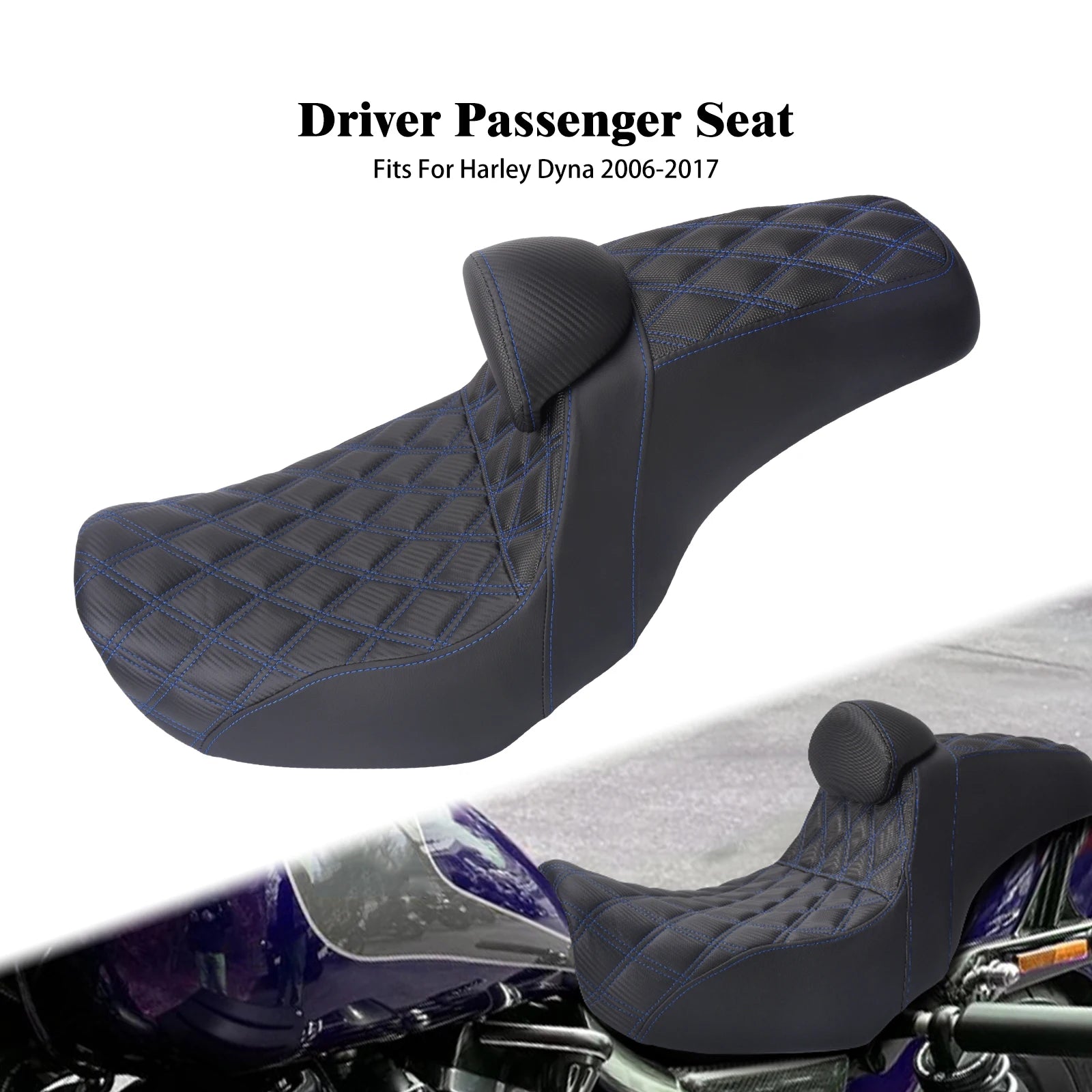Motorcycle Two Up Seat With Backrest Driver Passenger Saddle Cushions Seat For Harley Dyna Low Rider Fat Bob Street Bob 06-2017