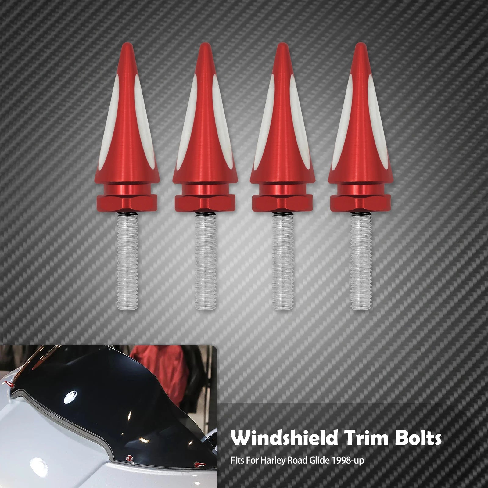 Motorcycle 4pcs Windshield Trim Bolts Black/Chrome Windscreen Screws For Harley Touring Road Glide FLTRX FLTRU FLTRXS 1998-2023