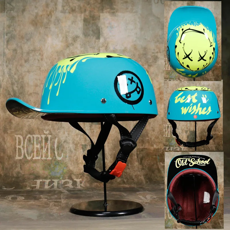 Baseball Cap Motorcycle Helmet Street Touring Half Helmet For Bike Cruiser Chopper Moped Scooter DOT Approved Moto Helmet
