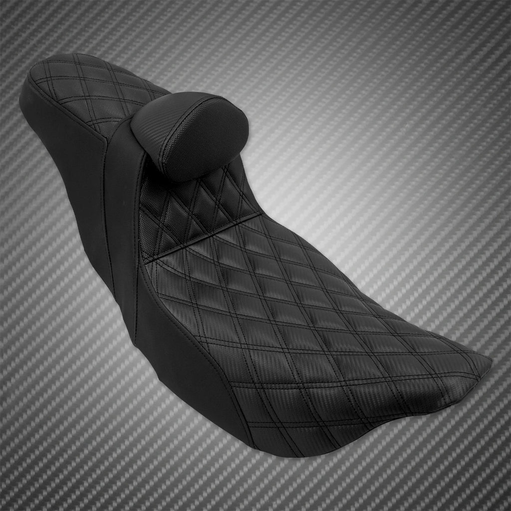 Motorcycle 2-Up Seat With Driver Backrest Cushions Lattice Stitch Front Rear Seat For Harley Touring Electra Glide FLHR 2009-23