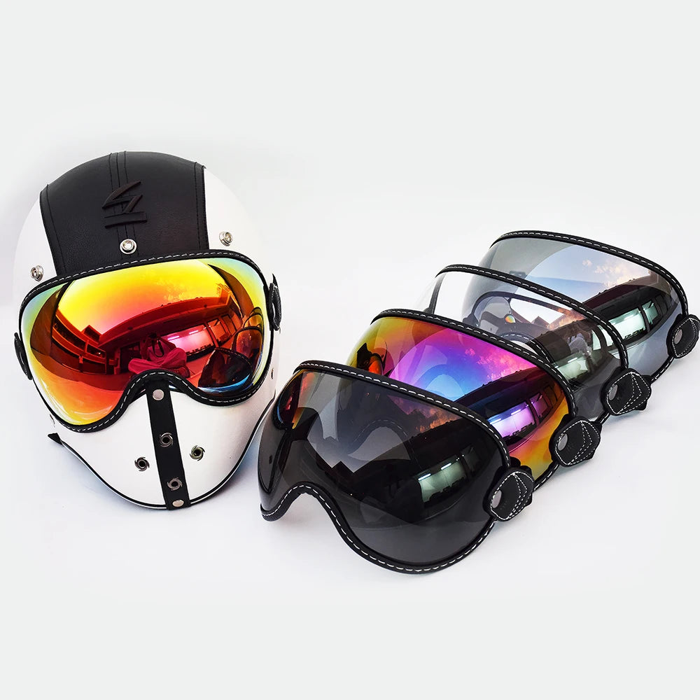Motorcycle Helmet Glasses Sun Protection Women's Men Moto Glasses Helmet Goggles Anti-Fog Sun Visor Motocross Helmet Eyeglasses