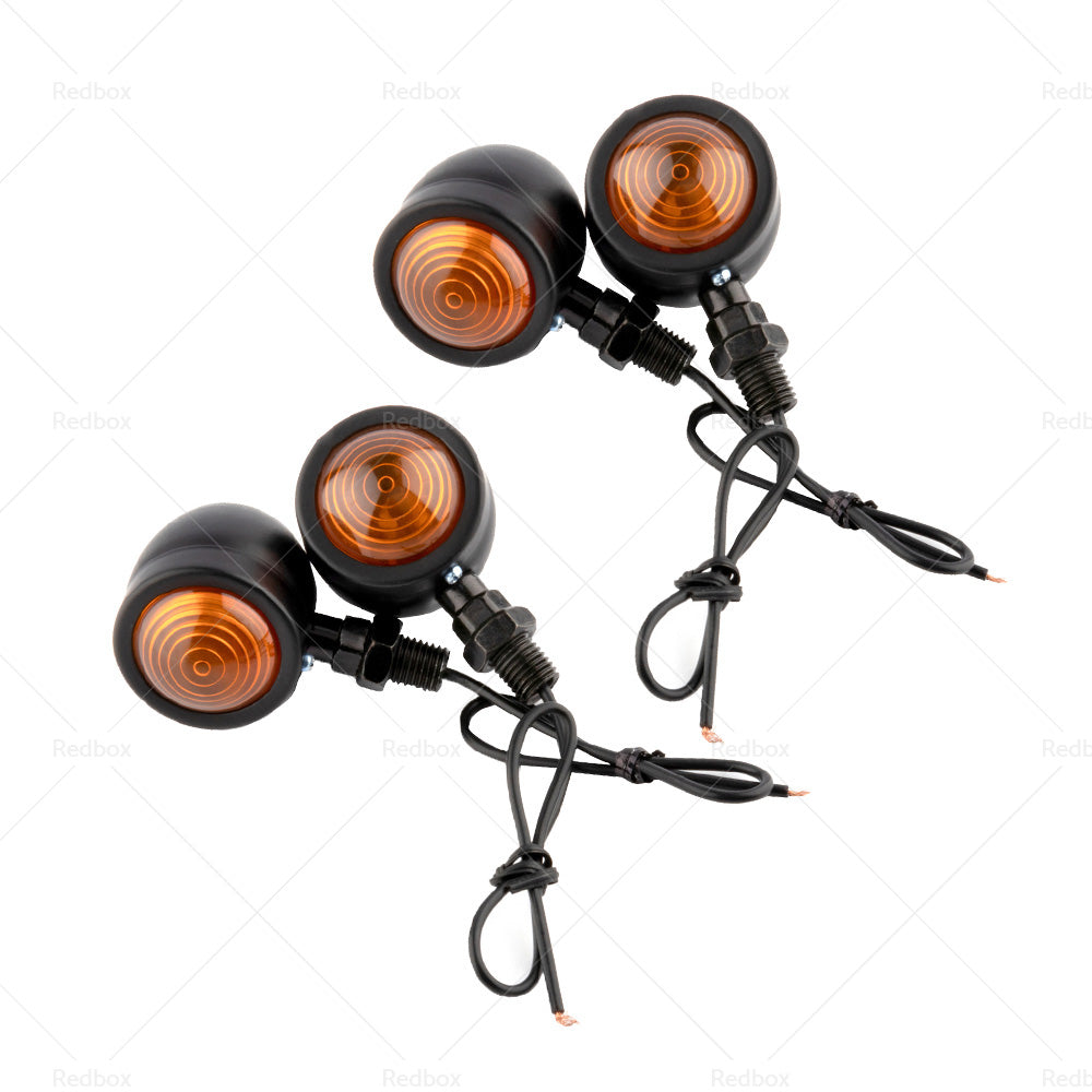 4x Black Motorcycle Amber Bullet Indicators Universal Turn Signal Blinkers Lamp-2