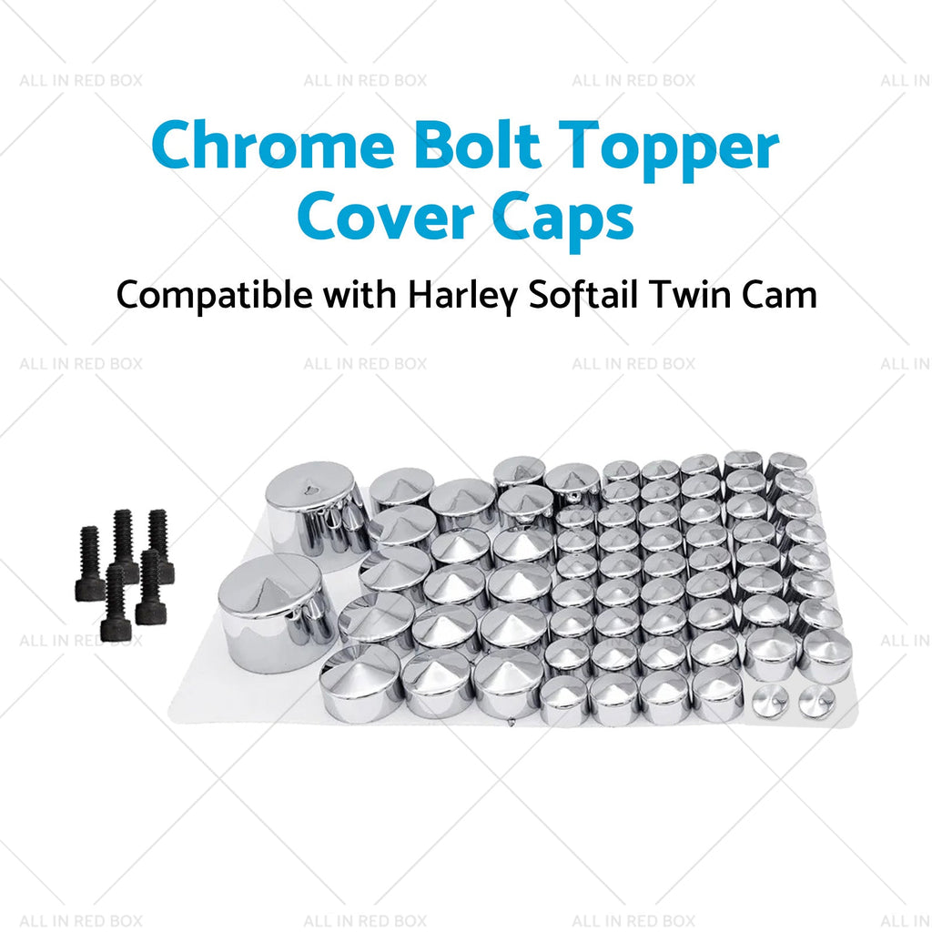 Chrome Bolt Topper Cover Caps Suitable for Harley Twin Cam Softail 07-13-3