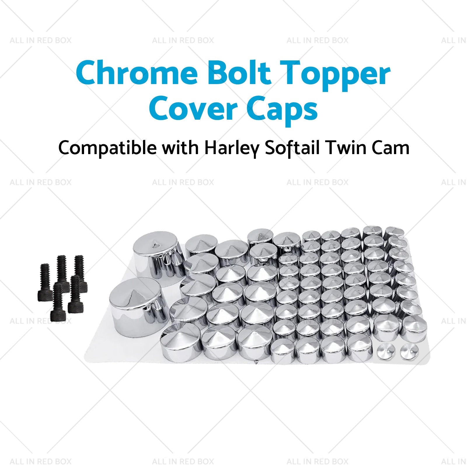 Chrome Bolt Topper Cover Caps Suitable for Harley Twin Cam Softail 07-13-3