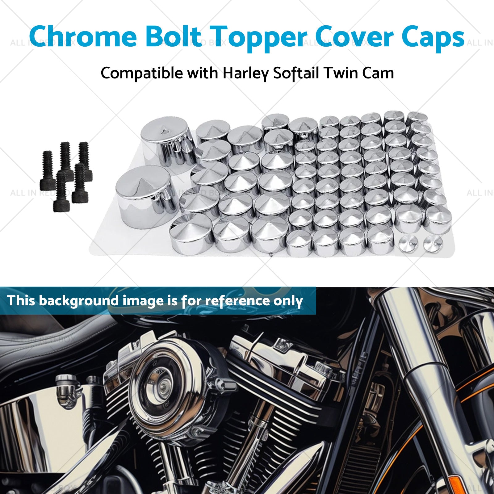 Chrome Bolt Topper Cover Caps Suitable for Harley Twin Cam Softail 07-13-4