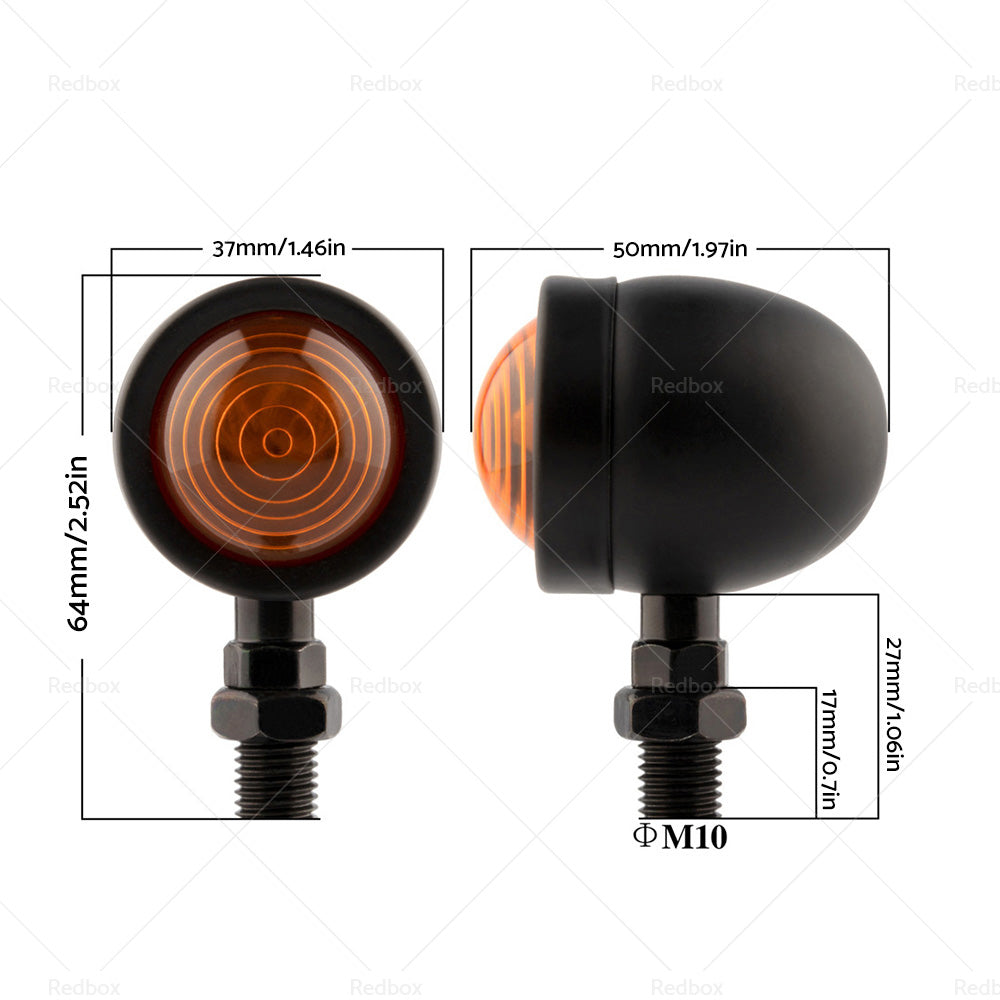 4x Black Motorcycle Amber Bullet Indicators Universal Turn Signal Blinkers Lamp-3