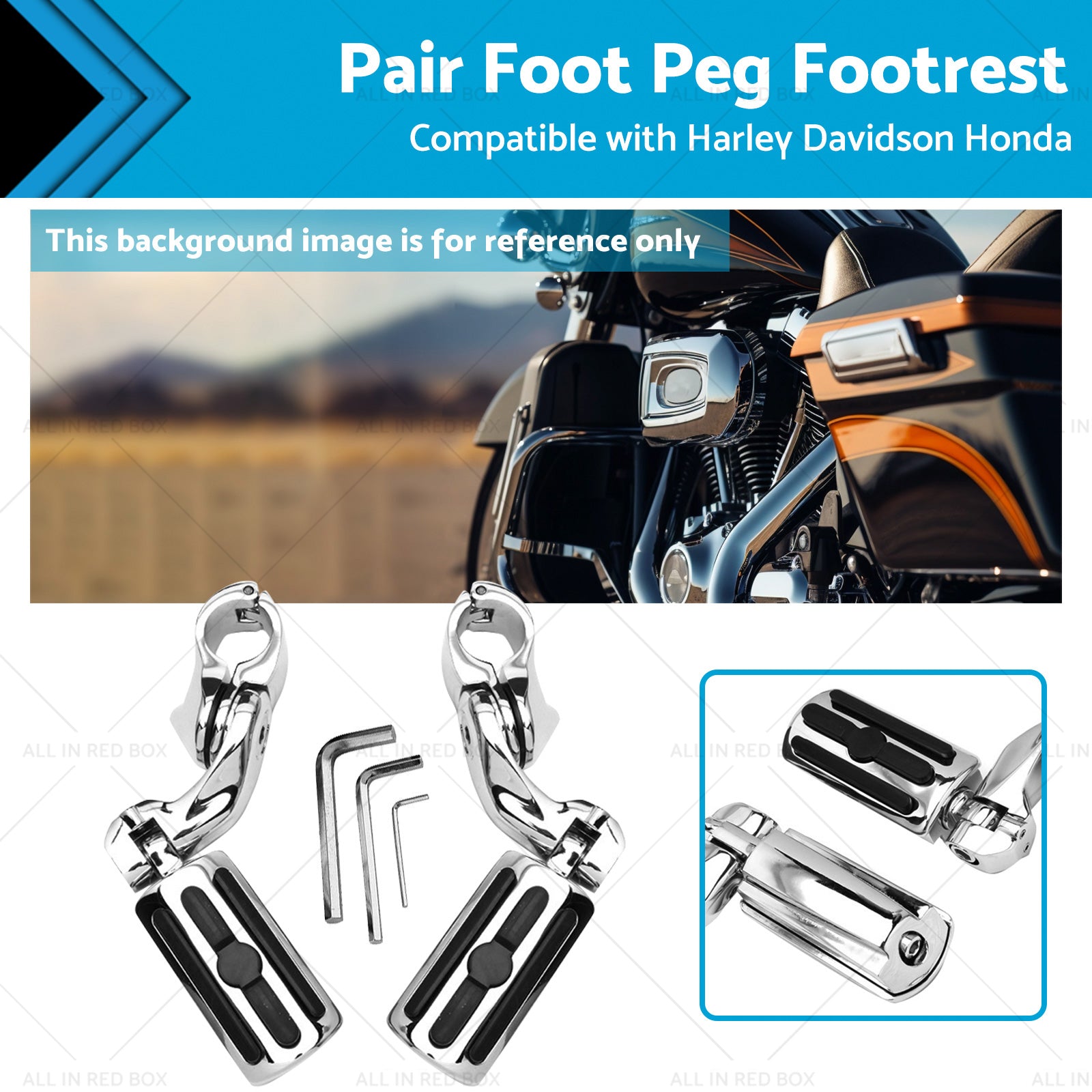 1-1 4''Motorcycle Highway Foot Pegs Chrome Engine Guard Suitable For Davidson AU-0